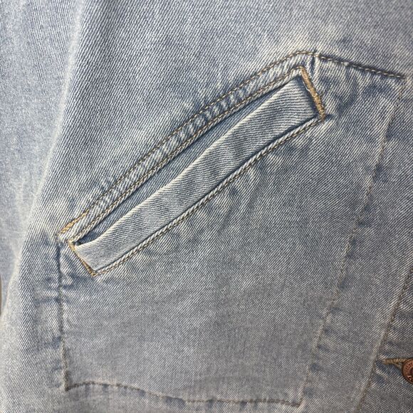 Terra & Sky 0X Denim Jacket Light Wash Button Front Women's Plus Long Sleeve 0X - Picture 5 of 8